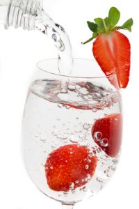 water with strawberries